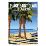 AF234 - Lot de 5 Affiches Le Lavandou Plage Saint Clair - 20x30cm